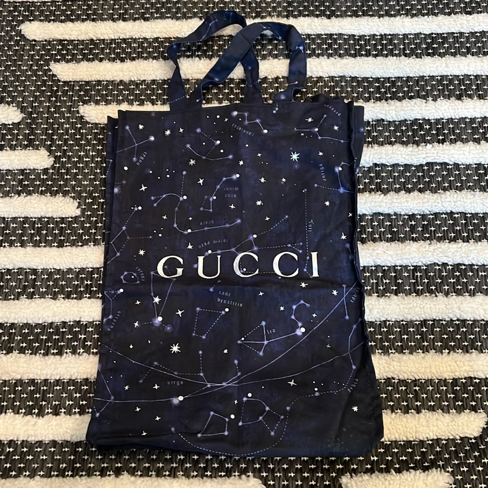 Gucci Reusable Shopping Bag Zodiac Blue Stars 10” x 14”